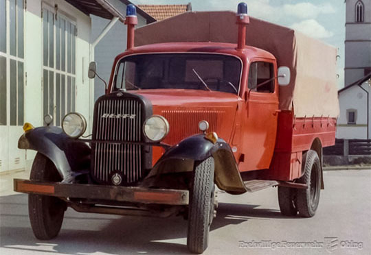 Opel Blitz der Freiwilligen Feuerwehr im Jahr 1949.